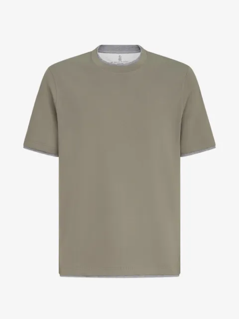 Brunello Cucinelli cotton jersey crew neck T-shirt with faux-layering