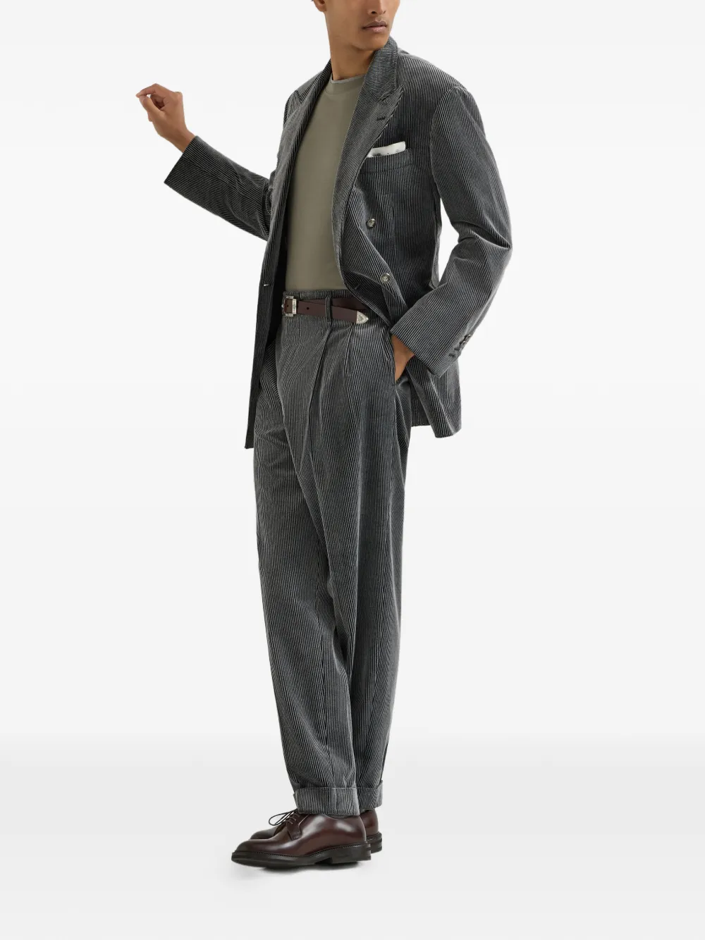 Brunello Cucinelli Katoenen jersey T-shirt met imitatielaag Grijs