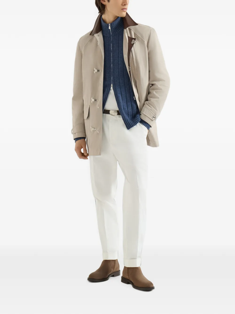 Brunello Cucinelli Kasjmier geribbeld vest met rits Blauw