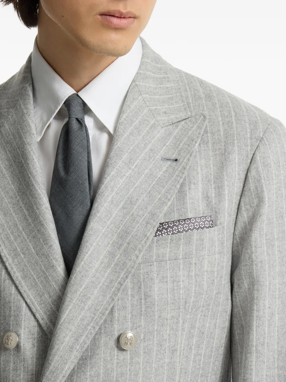 Brunello Cucinelli Zijden pochet met geometrische print Grijs