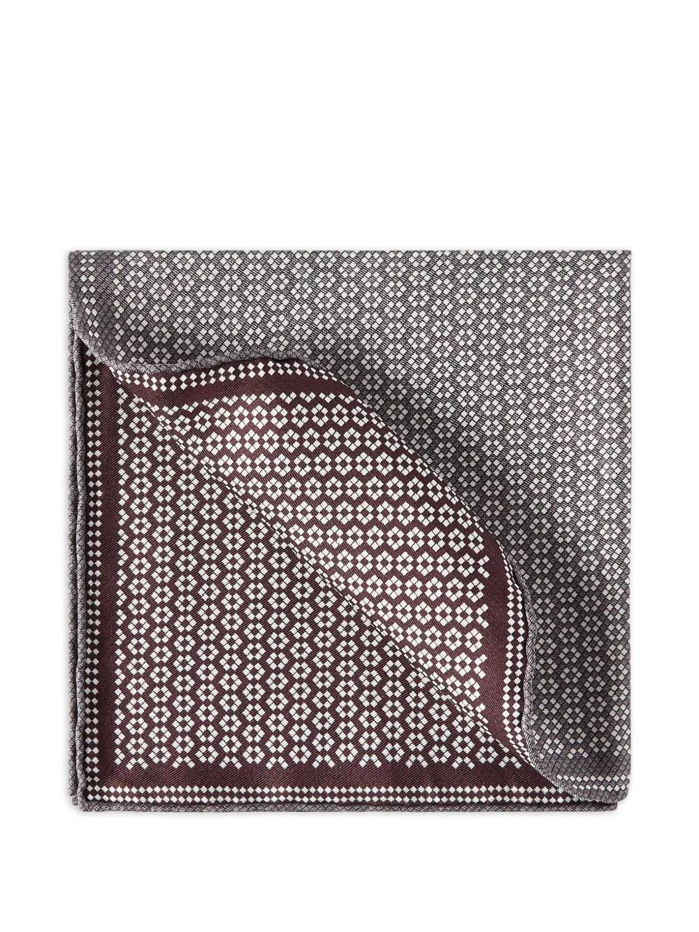 Brunello Cucinelli silk geometric-pattern pocket square - Grigio
