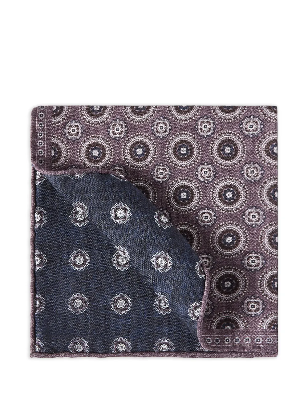 Brunello Cucinelli silk pocket square with medallion design - Viola