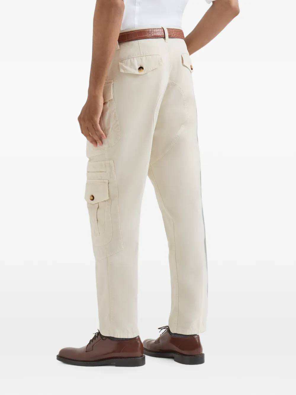 Brunello Cucinelli Gabardine Explorer katoenen broek met print Wit