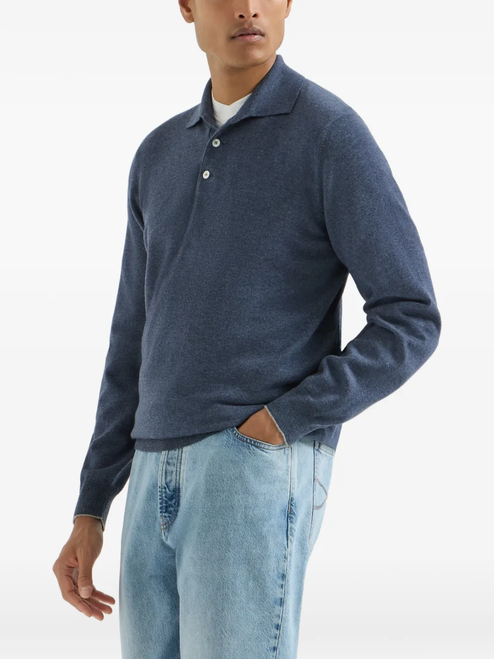 Brunello Cucinelli Kasjmier poloshirt Blauw