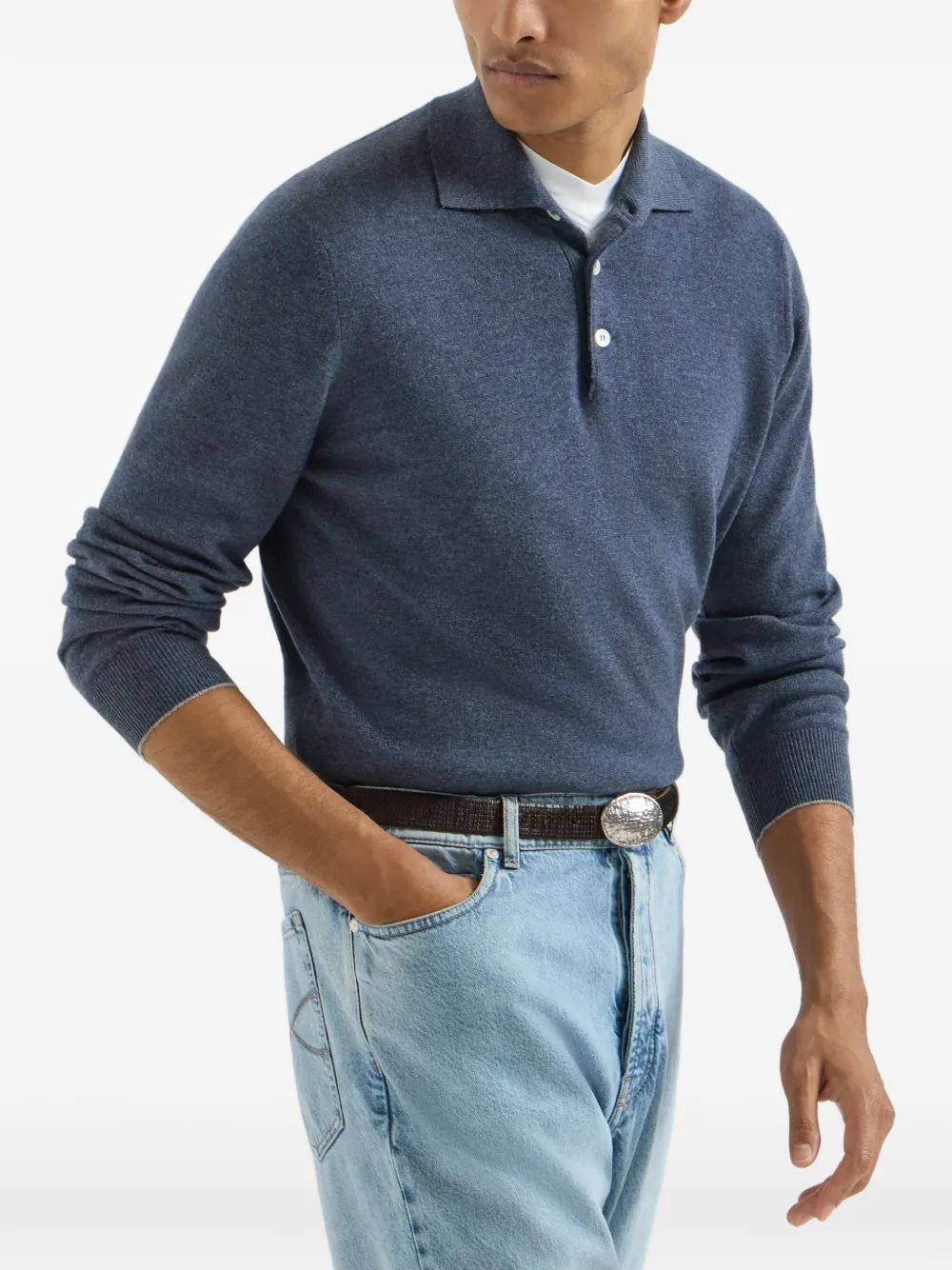 Brunello Cucinelli Kasjmier poloshirt Blauw