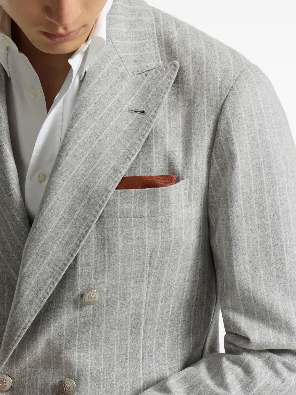 Brunello Cucinelli Zijden pochet met logo-print Bruin