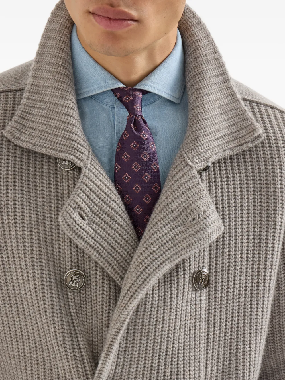 Brunello Cucinelli Zijden stropdas met geometrisch patroon Paars