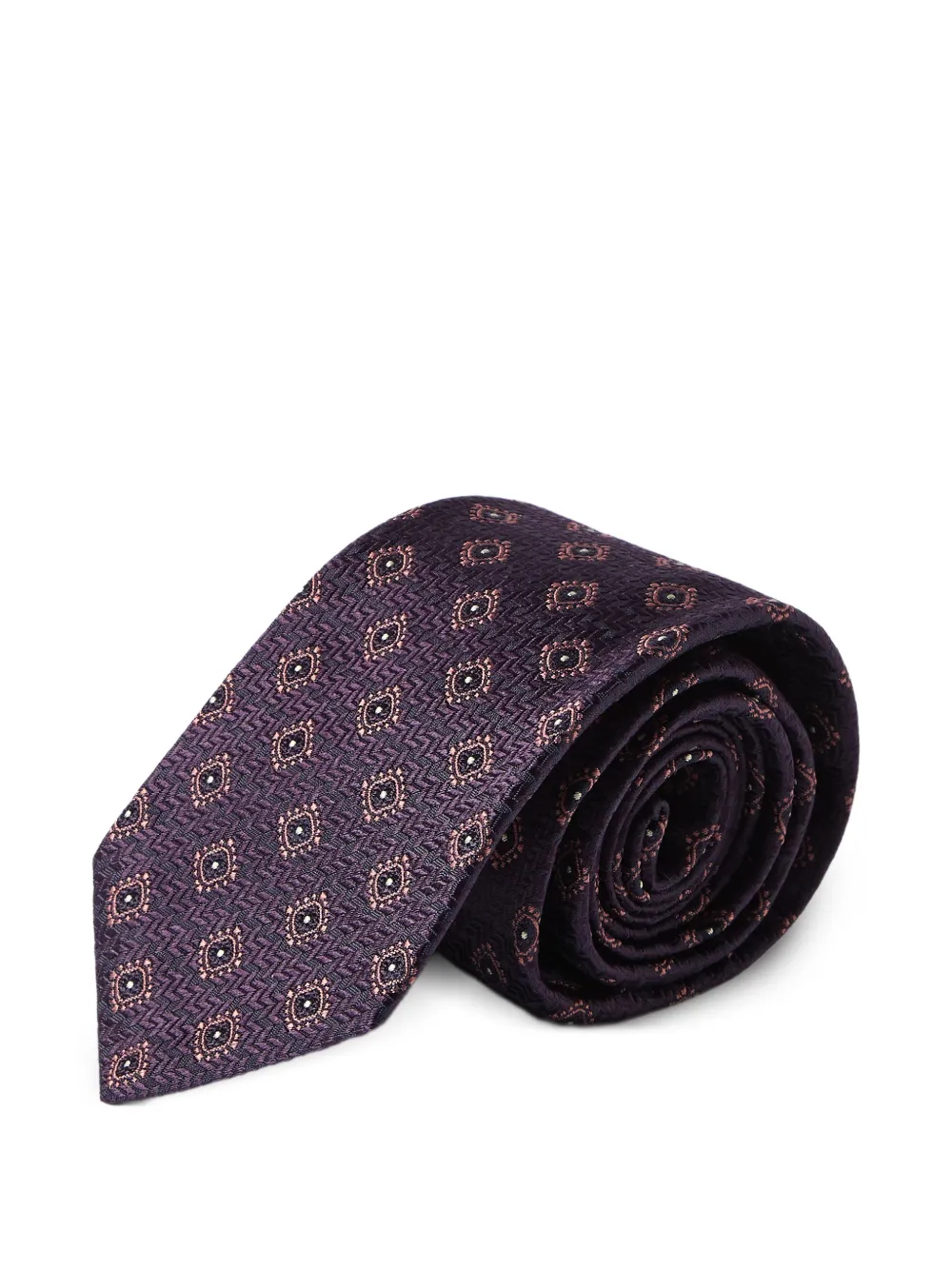Brunello Cucinelli Zijden stropdas met geometrisch patroon Paars