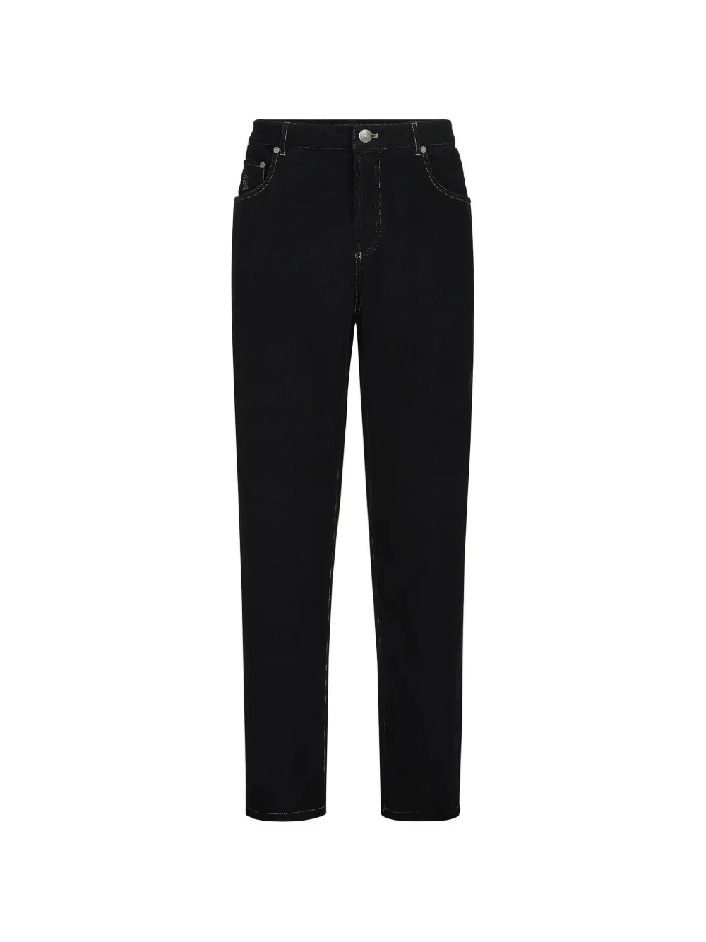 Brunello Cucinelli garment-dyed five-pocket trousers in cotton narrow wale corduroy - Black