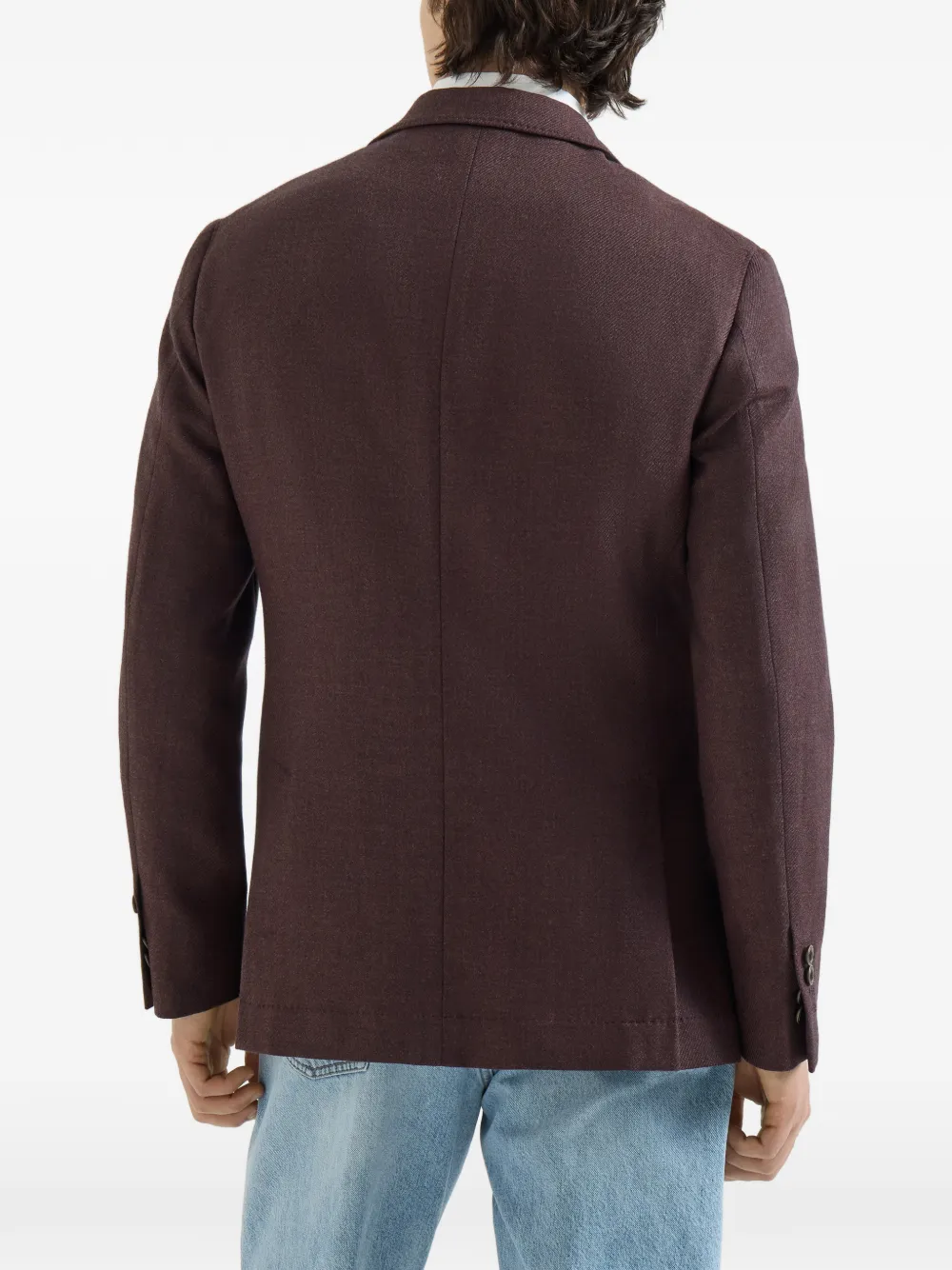 Brunello Cucinelli Mouliné twill gedeconstrueerde blazer van scheerwol Paars