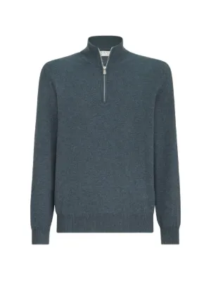 Brunello Cucinelli half-zip Cashmere Sweater | Blue | FARFETCH