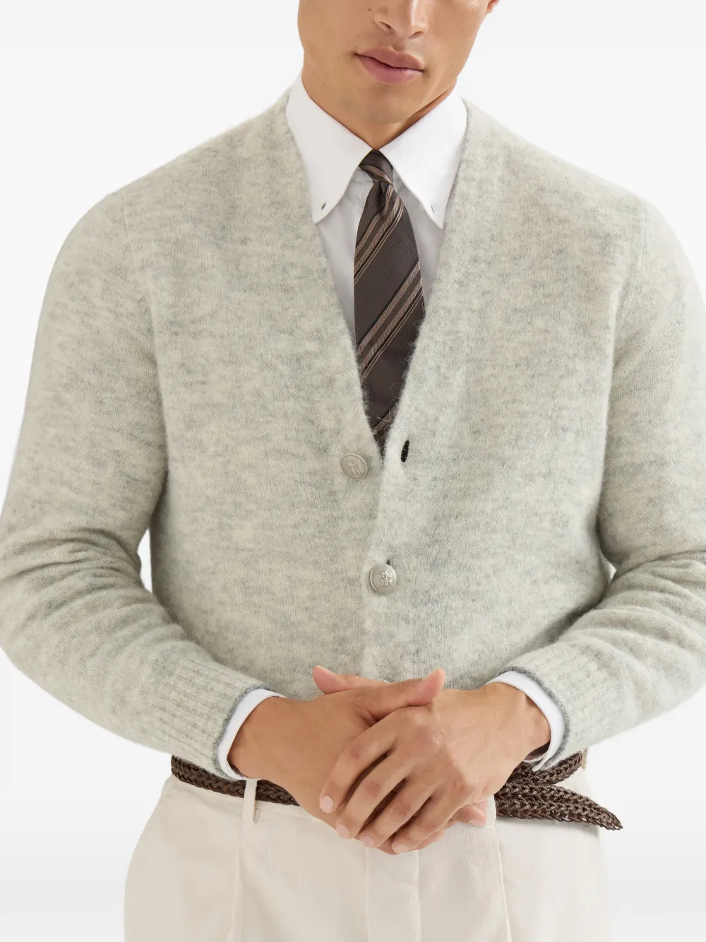 Brunello Cucinelli Alpaca kasjmier en wollen vest Grijs