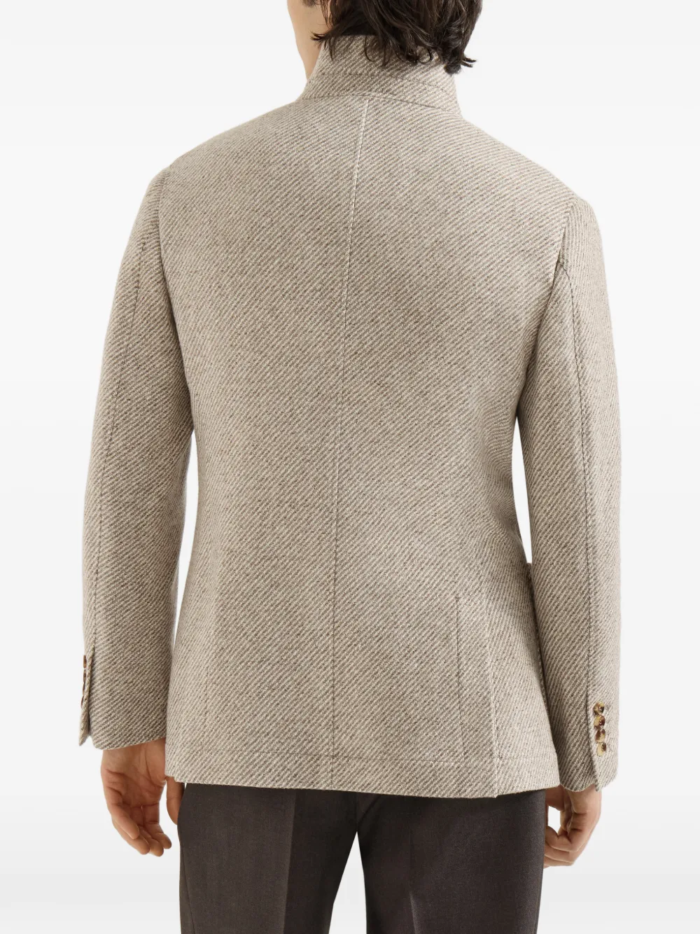 Brunello Cucinelli Kasjmier en zijden blazer met opgestikte zakken Beige