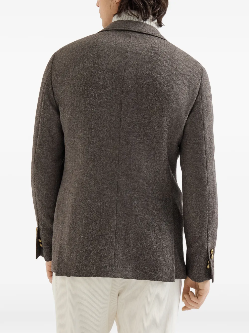 Brunello Cucinelli Mouliné scheerwollen twill gedeconstrueerde blazer Bruin