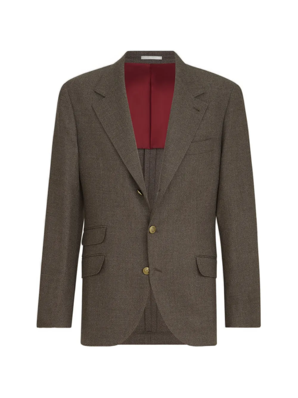 Brunello Cucinelli Mouliné scheerwollen twill gedeconstrueerde blazer Bruin