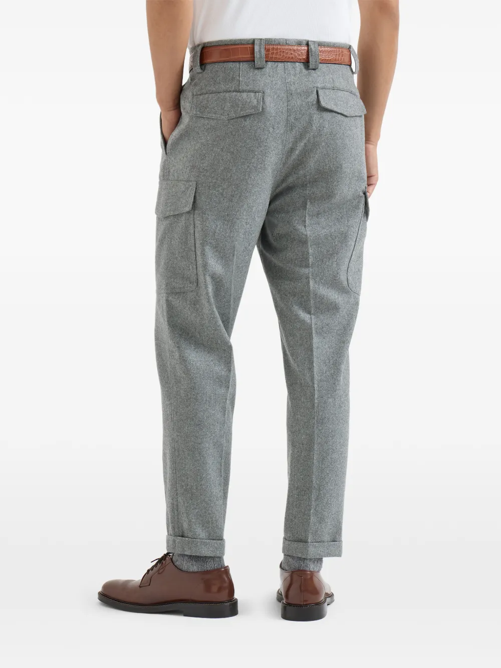 Brunello Cucinelli Flannelen cargo broek Grijs