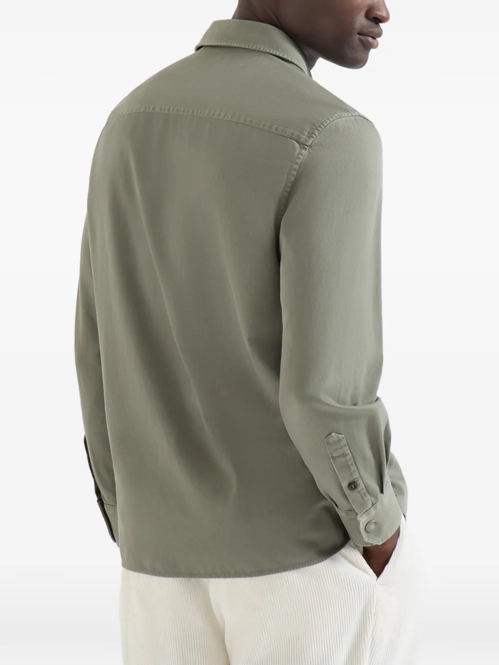 Brunello Cucinelli Gabardine shirtjack met geverfd effect Groen