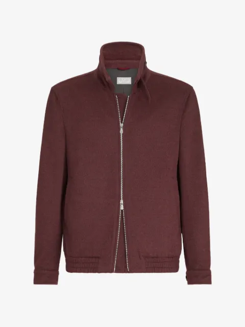 Brunello Cucinelli 버진 울 비버 클로스 지퍼 봄버 재킷