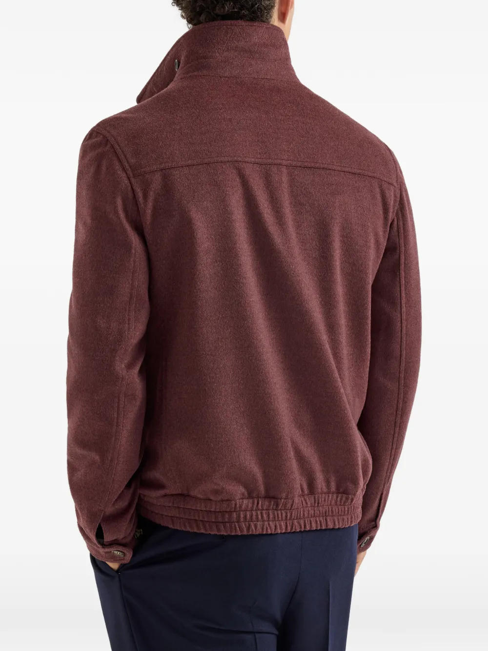 Brunello Cucinelli Bbomberjack van scheerwol met rits Rood