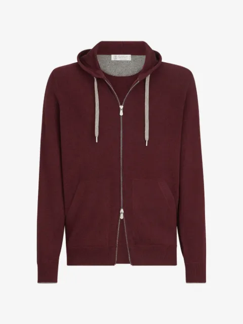 Brunello Cucinelli cashmere hooded knit sweatshirt with zipper