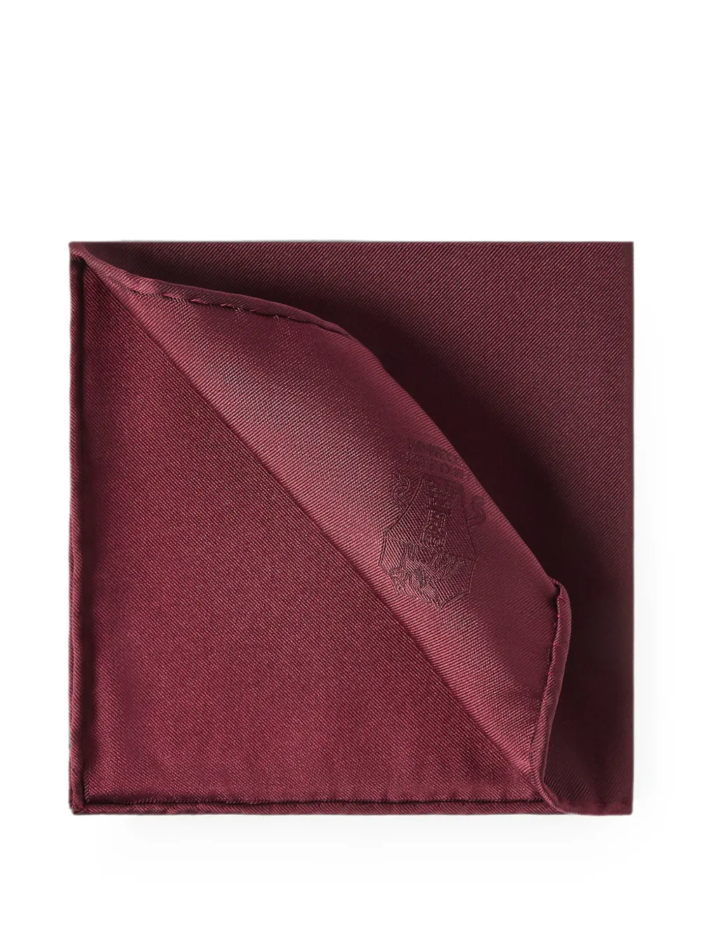 Brunello Cucinelli silk pocket square with printed logo - Rosso