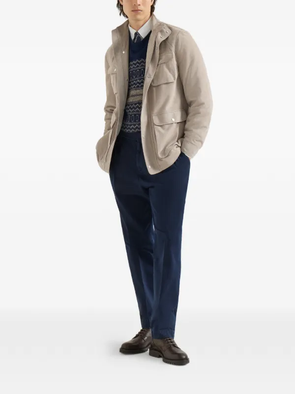 Brunello Cucinelli Suede Unlined Safari Jacket | Neutrals