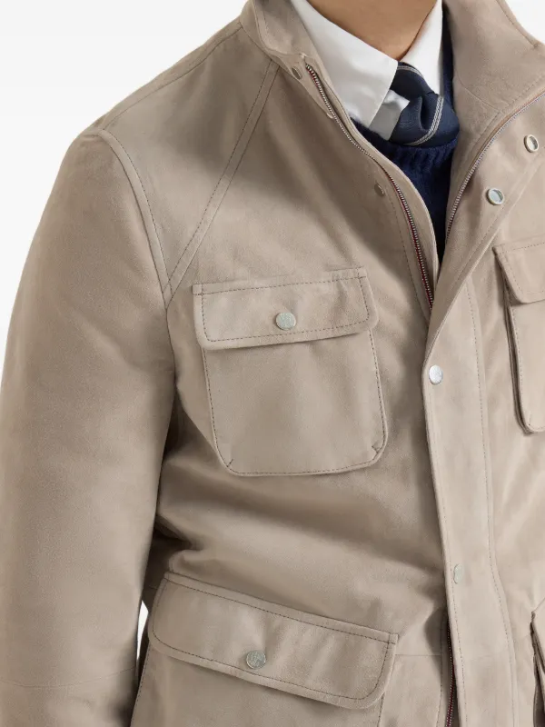 Brunello Cucinelli Suede Unlined Safari Jacket | Neutrals | FARFETCH