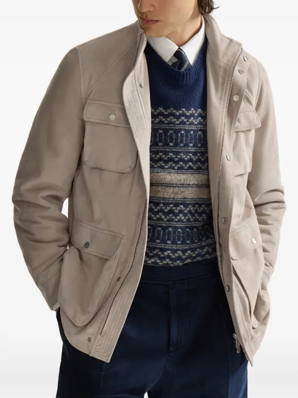 Brunello Cucinelli Suede Unlined Safari Jacket | Neutrals | FARFETCH