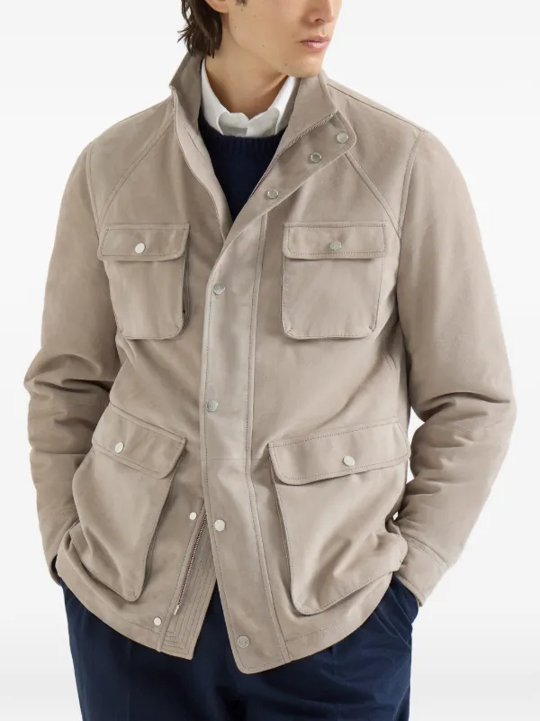 Brunello Cucinelli Suede Unlined Safari Jacket | Neutrals