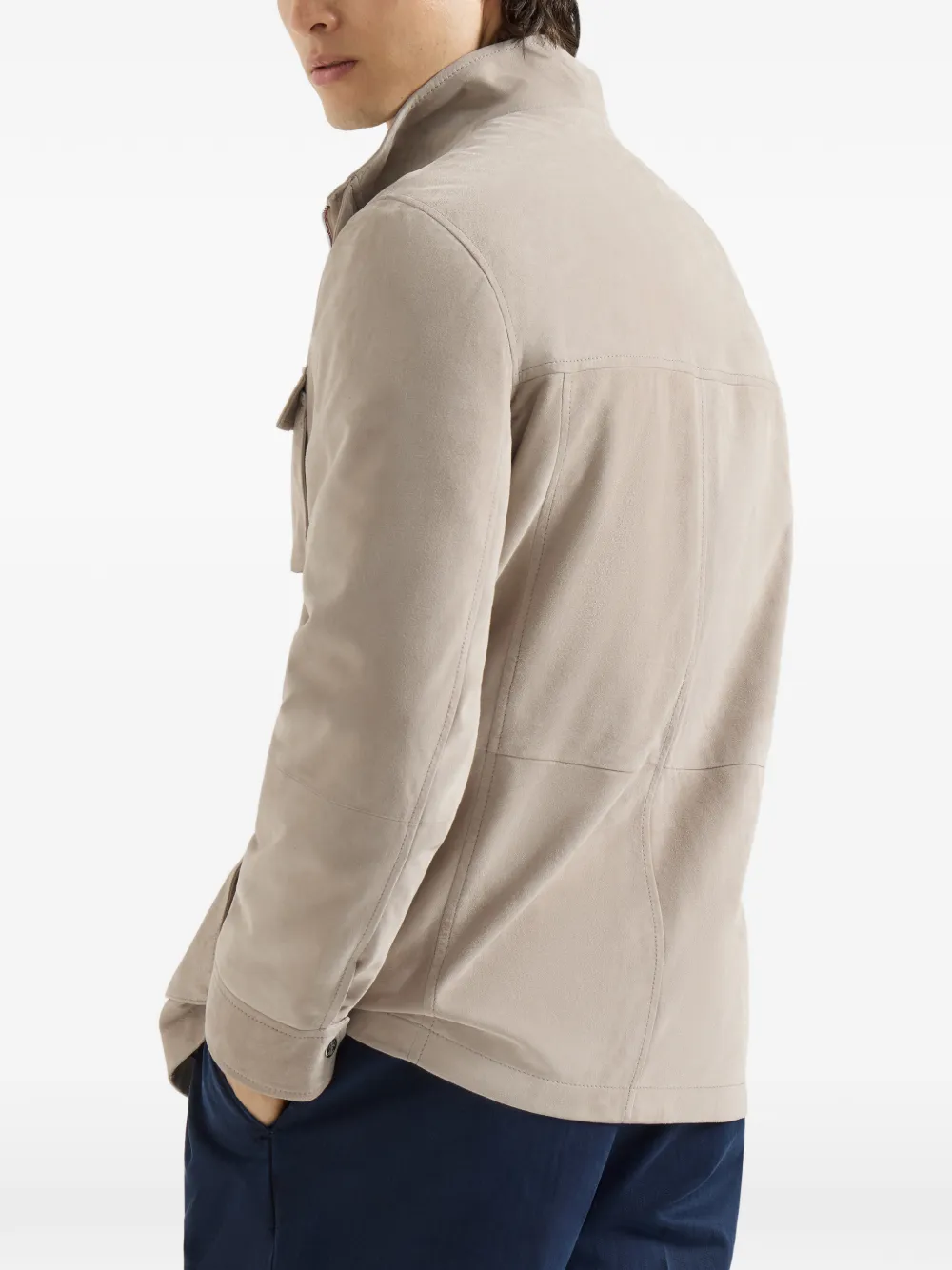 Brunello Cucinelli Suede Unlined Safari Jacket | Neutrals | FARFETCH