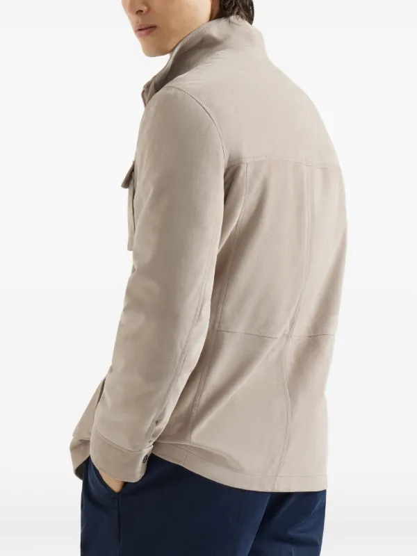 Brunello Cucinelli Suede Unlined Safari Jacket | Neutrals | FARFETCH