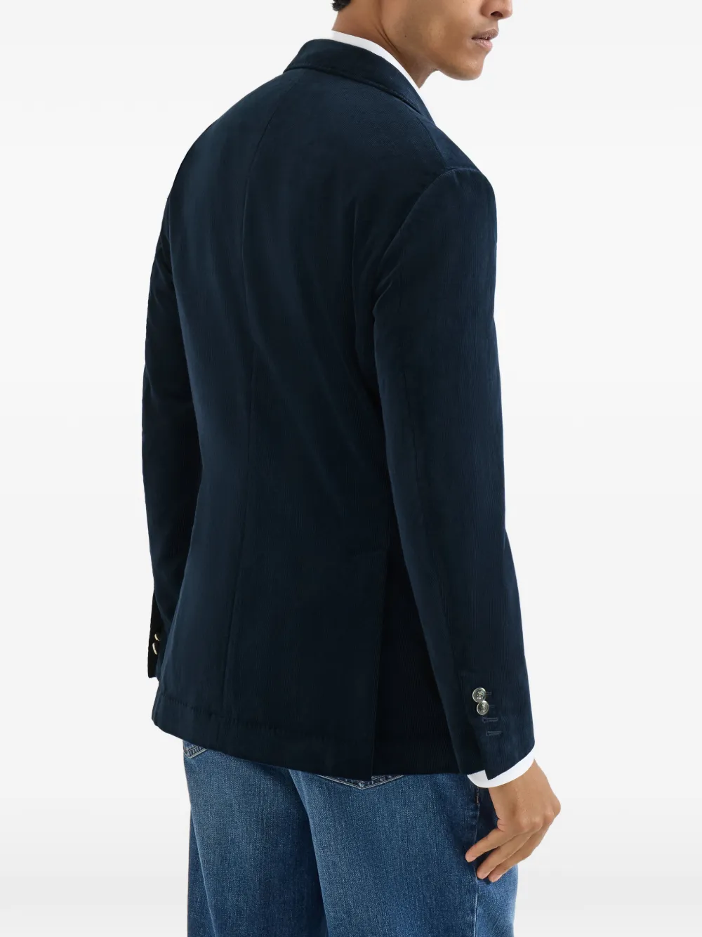 Brunello Cucinelli Sea Island katoenen ribfluwelen blazer met opgestikte zakken Blauw