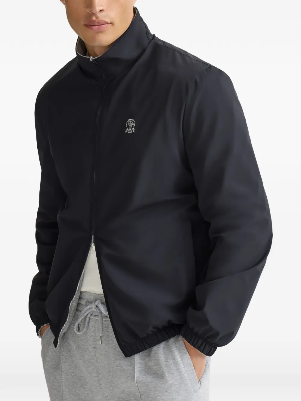 Brunello Cucinelli Omkeerbaar jack met geborduurd logo Blauw