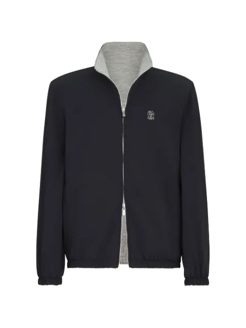 Brunello Cucinelli bonded-nylon reversible outerwear jacket with logo