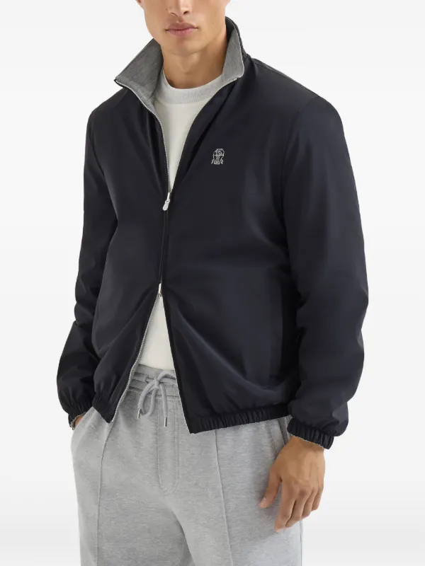 ブルネロクチネリ　リバーシブル　ジップアップジャケット　ケーブルニット　Sグレー Brunello Cucinelli リバーシブル ジャケット | ブルー | FARFETCH JP