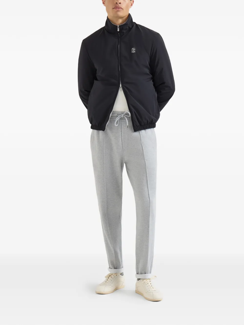 Brunello Cucinelli Omkeerbaar jack met geborduurd logo Blauw