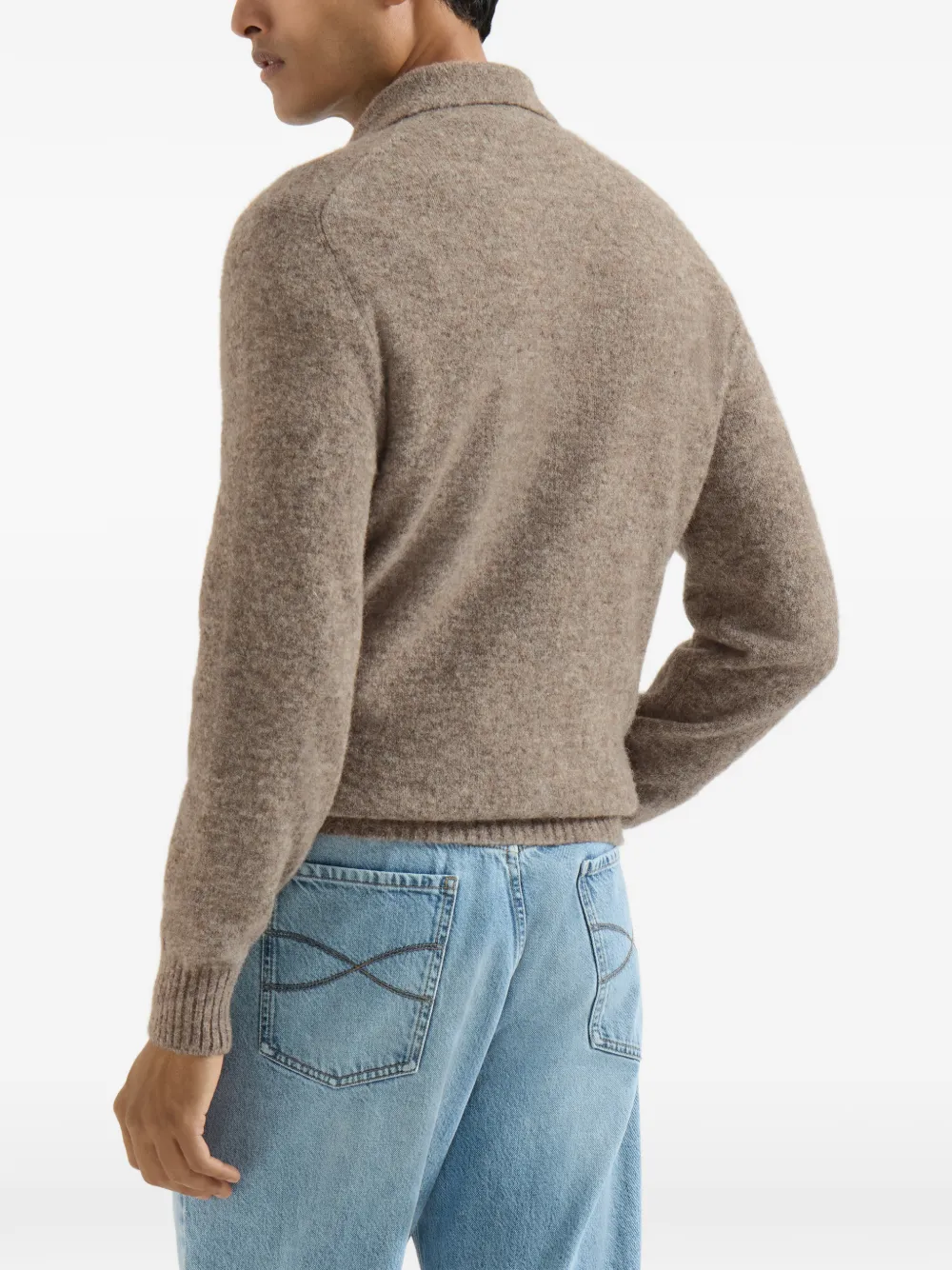 Brunello Cucinelli Alpaca gebreid poloshirt van kasjmier en wol Beige