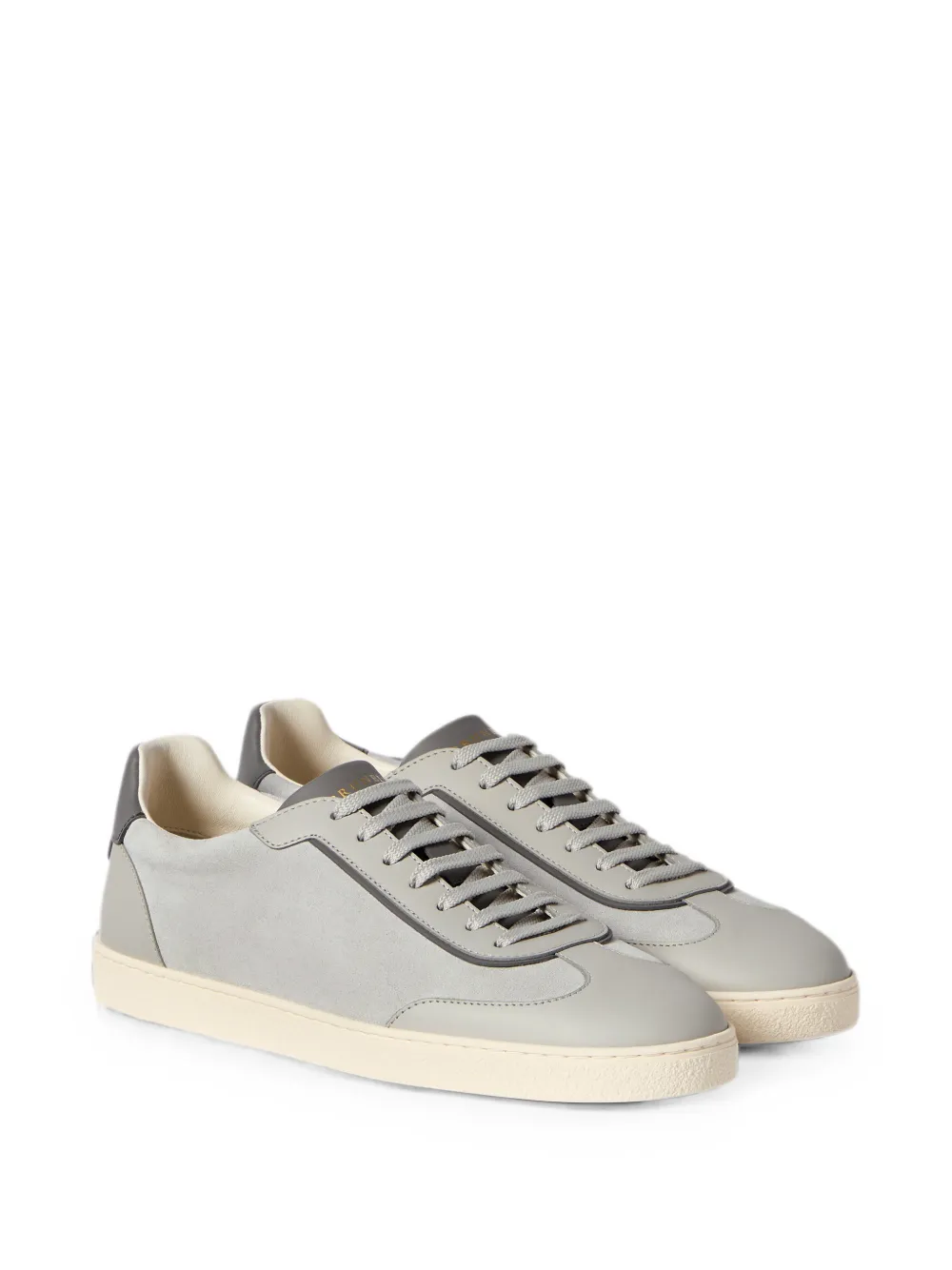 Brunello Cucinelli suede and polished calfskin sneakers Grijs