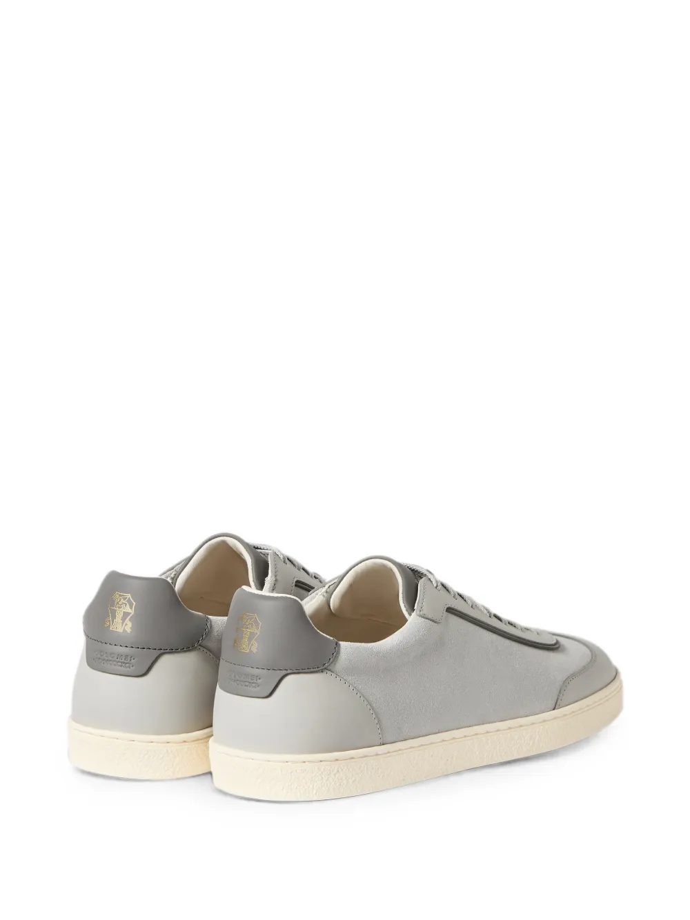 Brunello Cucinelli suede and polished calfskin sneakers Grijs