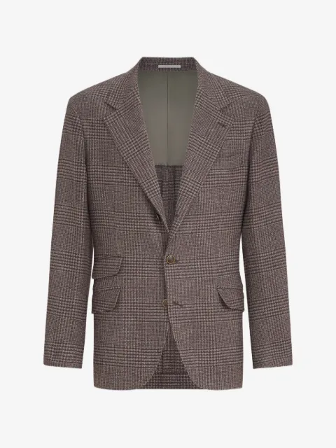 Brunello Cucinelli 프린스 오브 웨일즈 플란넬 디컨스트럭티드 카발로 컴포트 울 앤 캐시미어 블레이저