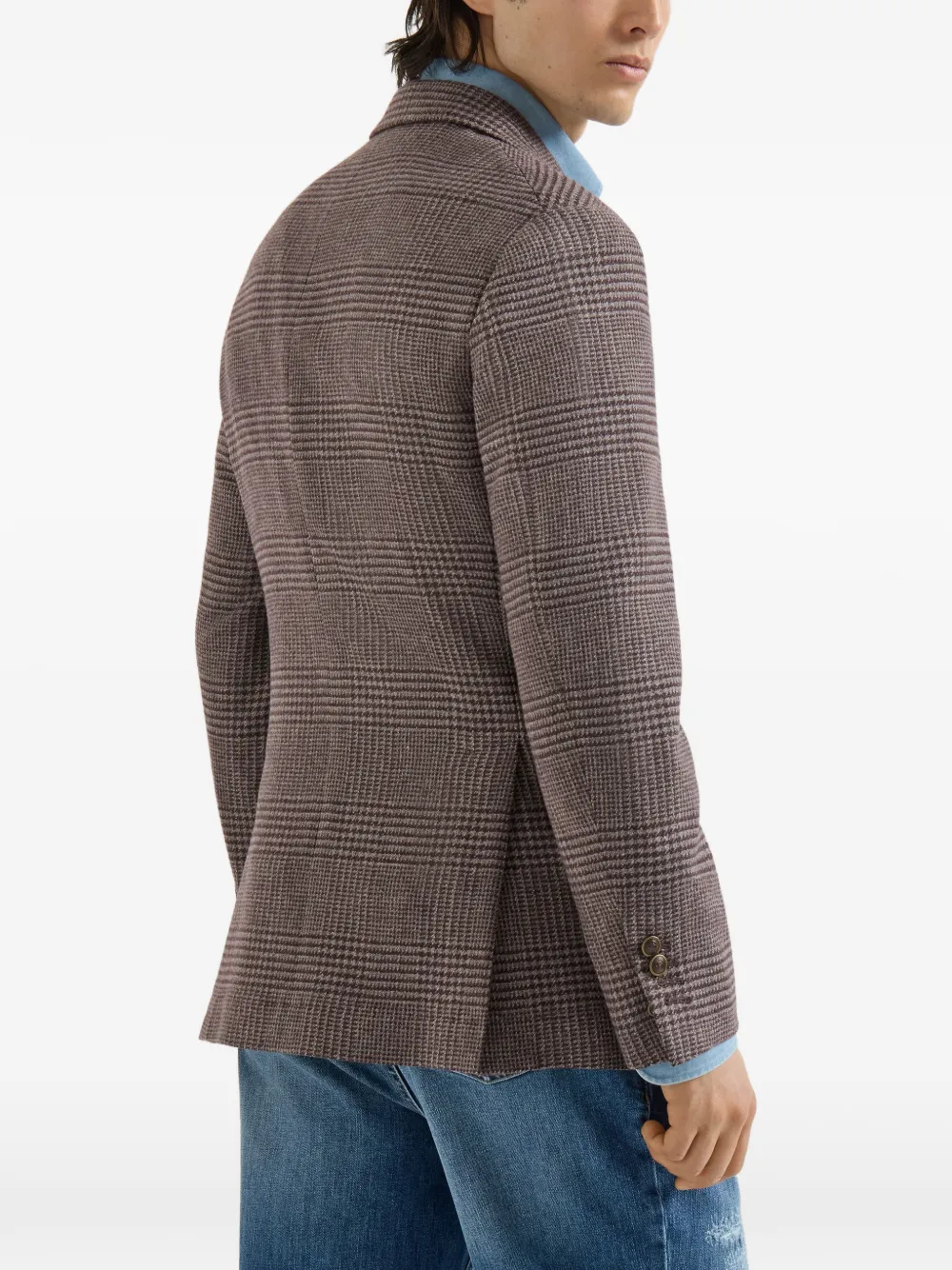 Brunello Cucinelli Prince of Wales Cavallo gedeconstrueerde flanellen blazer van wol en kasjmier Bruin