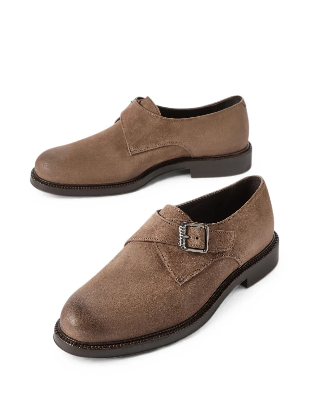 Brunello Cucinelli suede monk strap Derbys Beige