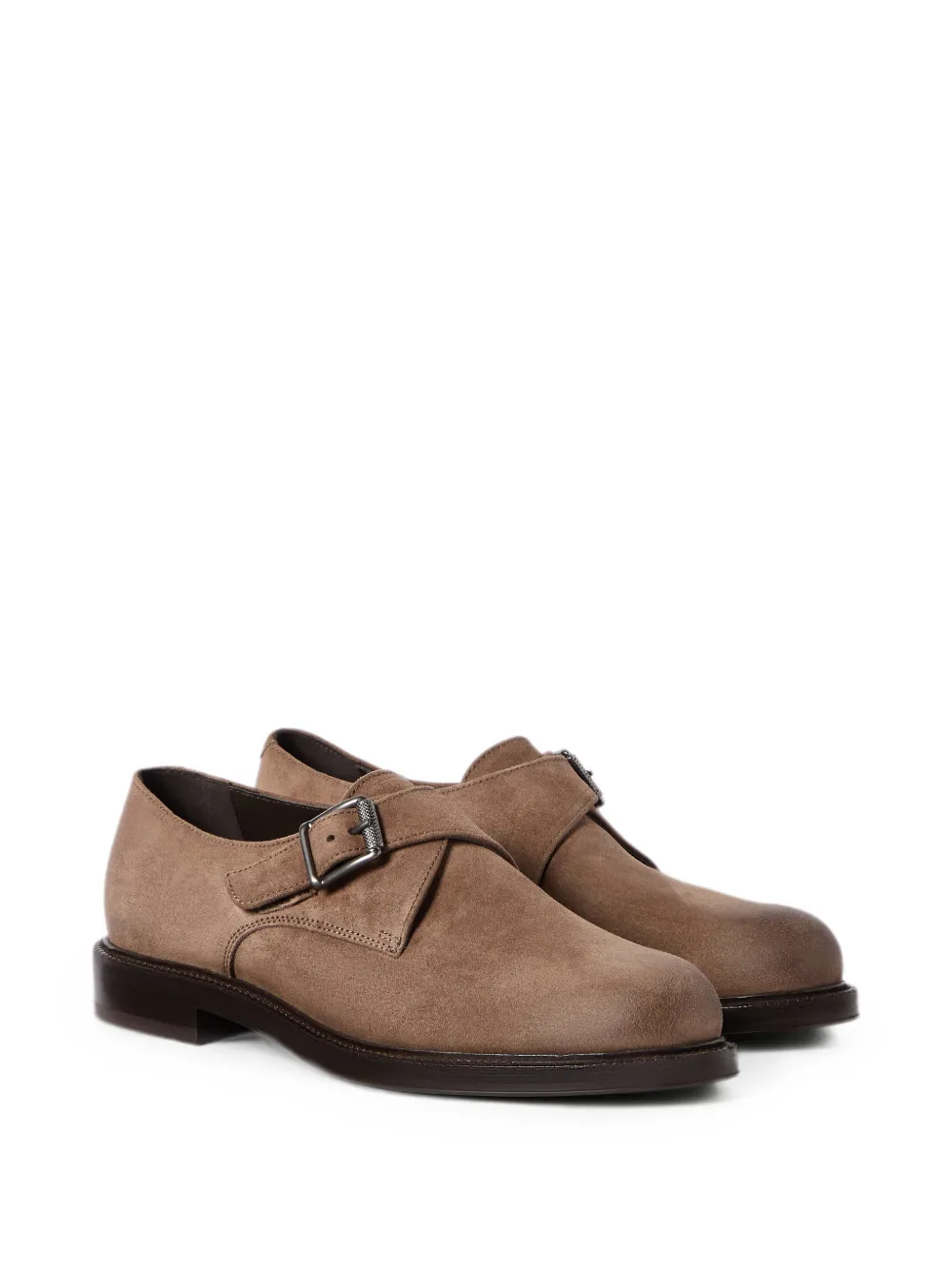 Brunello Cucinelli suede monk strap Derbys Beige