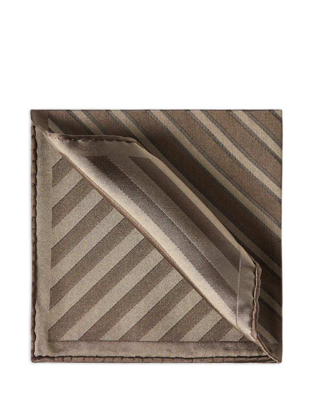 Brunello Cucinelli regimental-stripe silk pocket square - Marrone