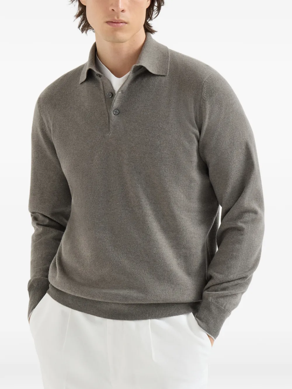 Brunello Cucinelli Kasjmier poloshirt Grijs