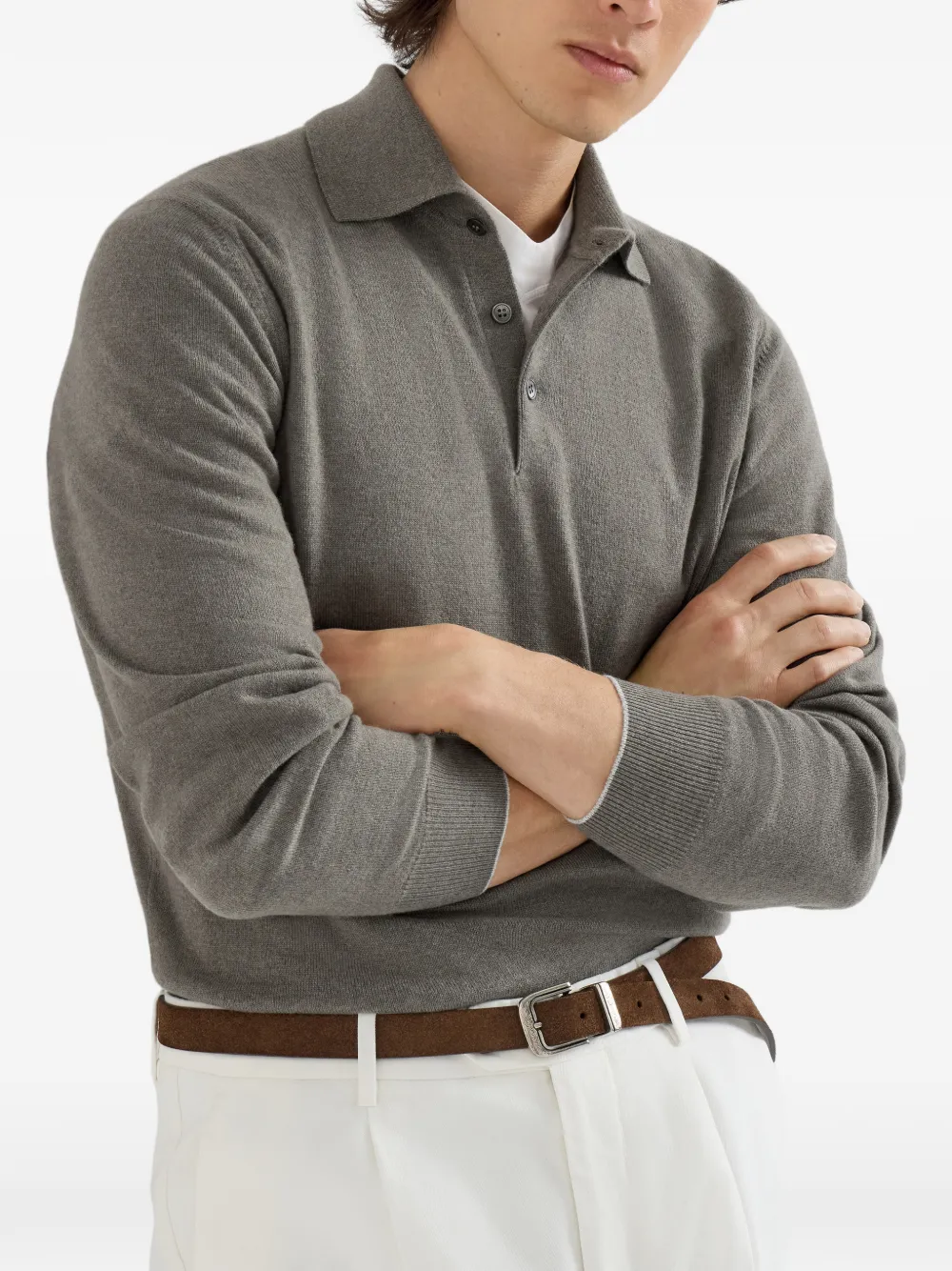 Brunello Cucinelli Kasjmier poloshirt Grijs