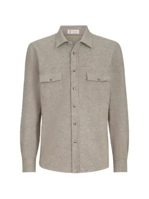 t*s様 BRUNELLO CUCINELLI スナップボタンシャツ　24aw Brunello Cucinelli バージンウールスナップボタン シャツ | ブルー