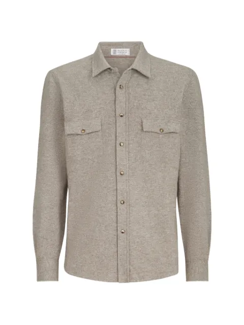 Brunello Cucinelli virgin wool, cashmere and silk knit shirt