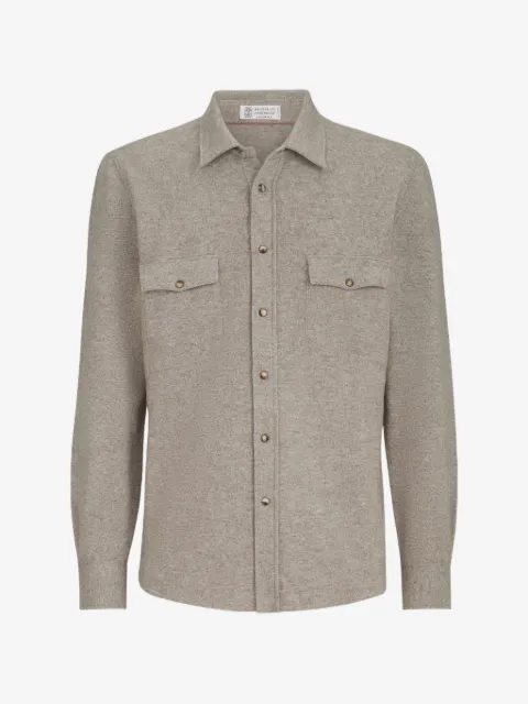 Brunello Cucinelli virgin wool, cashmere and silk knit shirt
