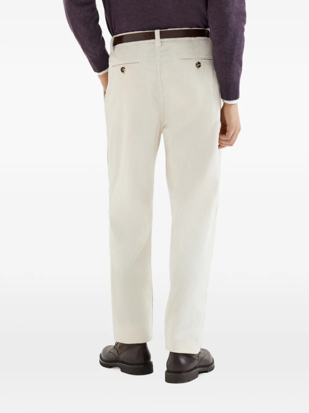 Brunello Cucinelli Ribfluwelen broek met geverfd effect Wit